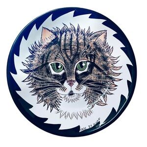Cats by NINA LYMAN  8" Hand Painted Green Eyes Tabby Cat Bowl